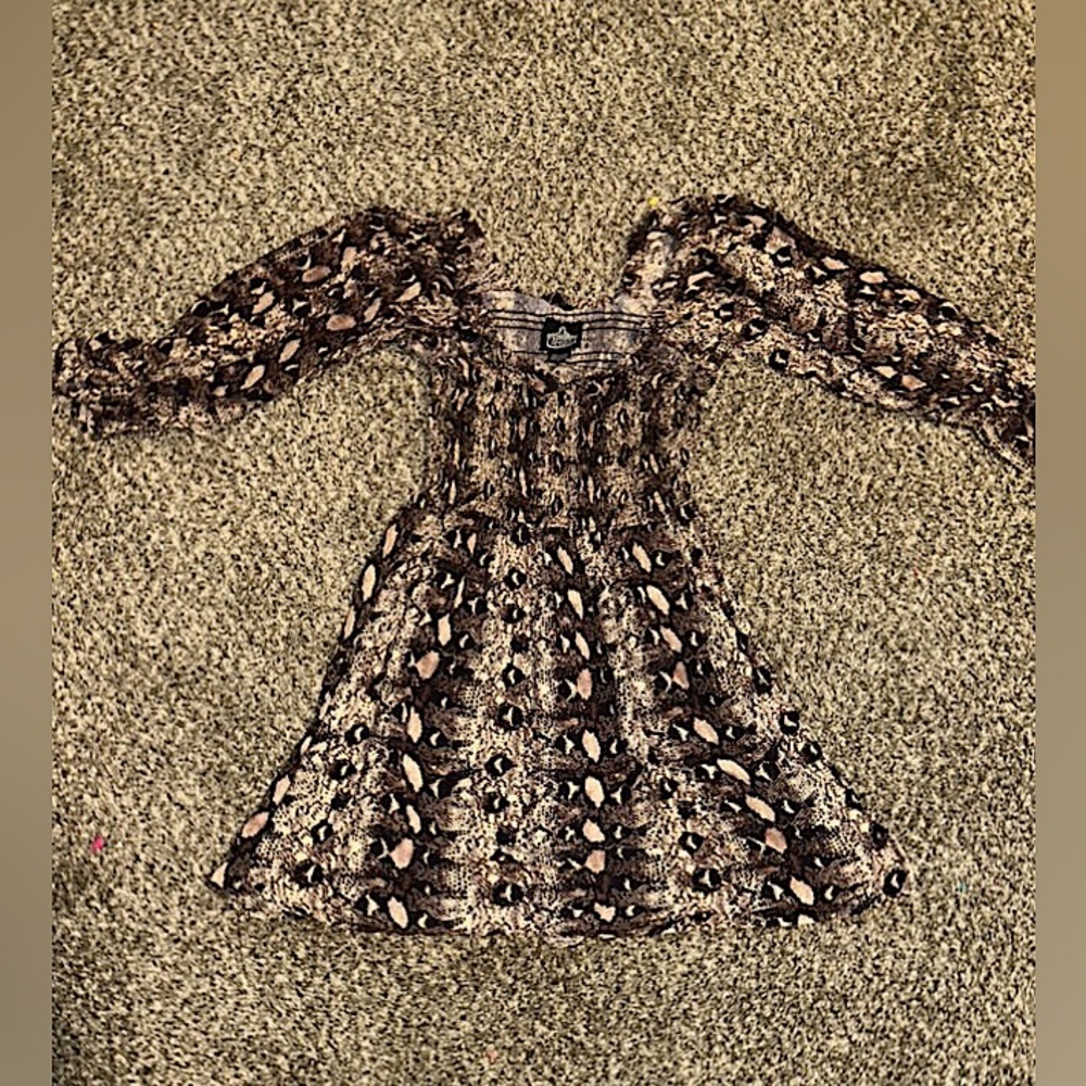 Snake Print Long Sleeve Dress